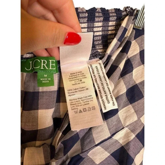 J. Crew Draped Beach Sarong in Blue Gingham Size Medium Beach Coverup - Picture 7 of 8